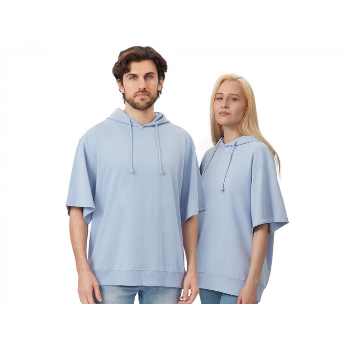 Худи оверсайз с коротким рукавом Warsaw унисекс, небесно-голубой