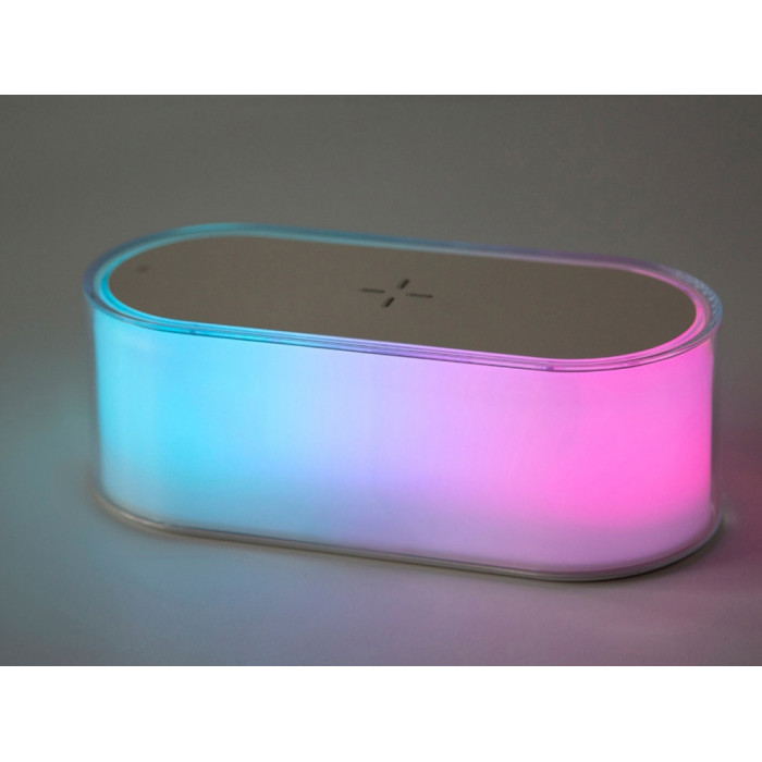 Ночник с беспроводной зарядкой и RGB подсветкой Miracle, 15 Вт, белый