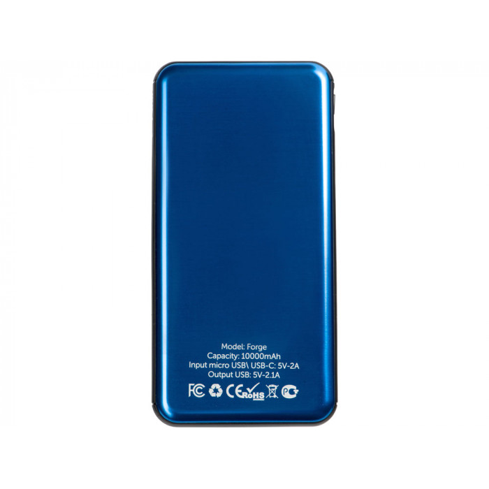 Внешний аккумулятор Forge v.2 металл, 10000mah, синий