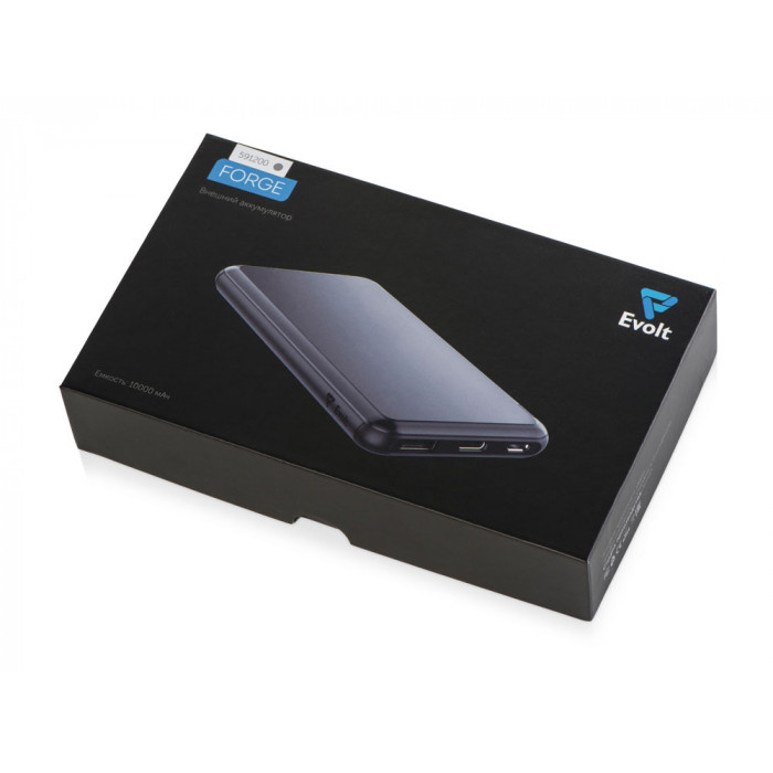 Внешний аккумулятор Forge v.2, металл, 10000mah, серый