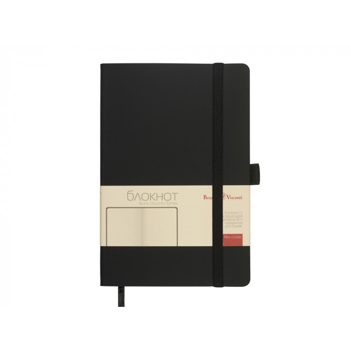 Блокнот А5  City Flex на резинке, черный