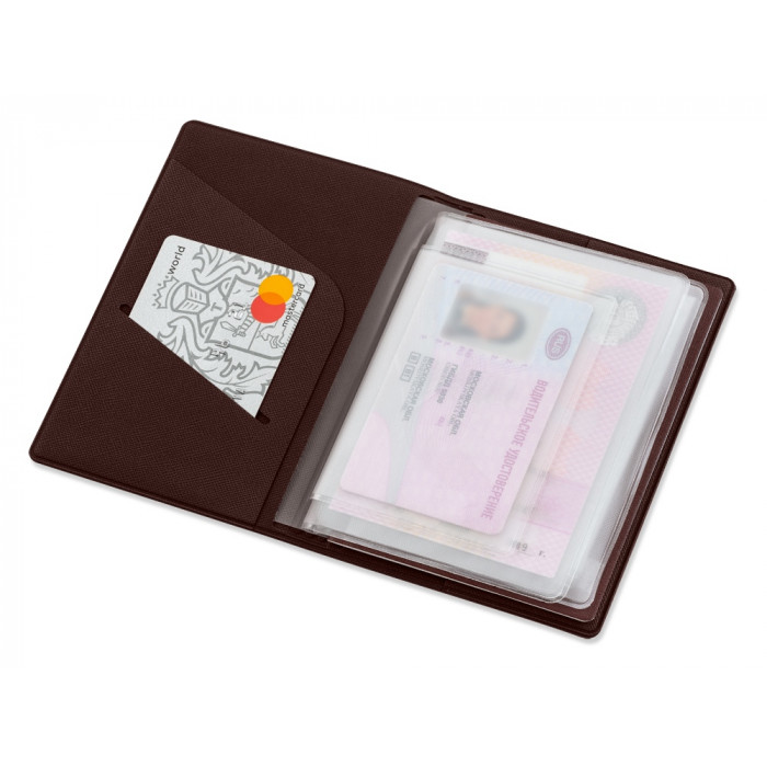 Классическая обложка для автодокументов Favor, коричневая