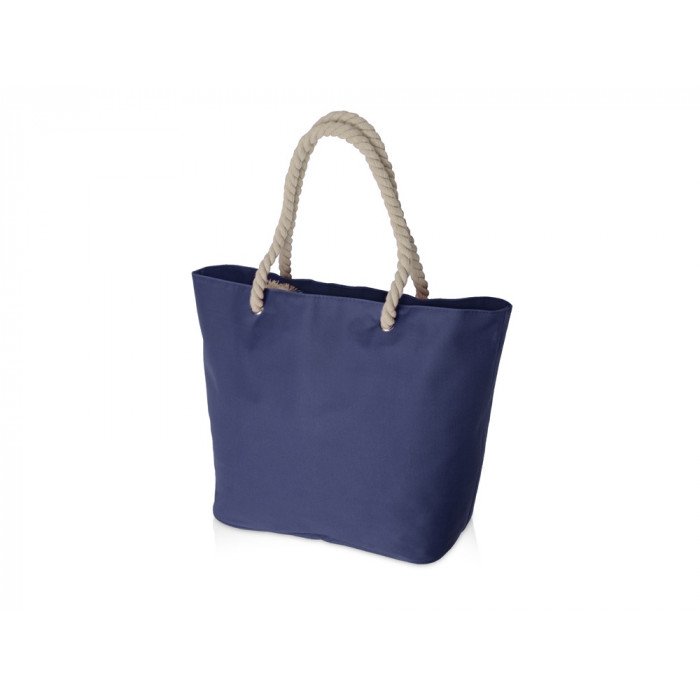 Сумка Seaside для шопинга и пляжа с широким дном, темно-сиий