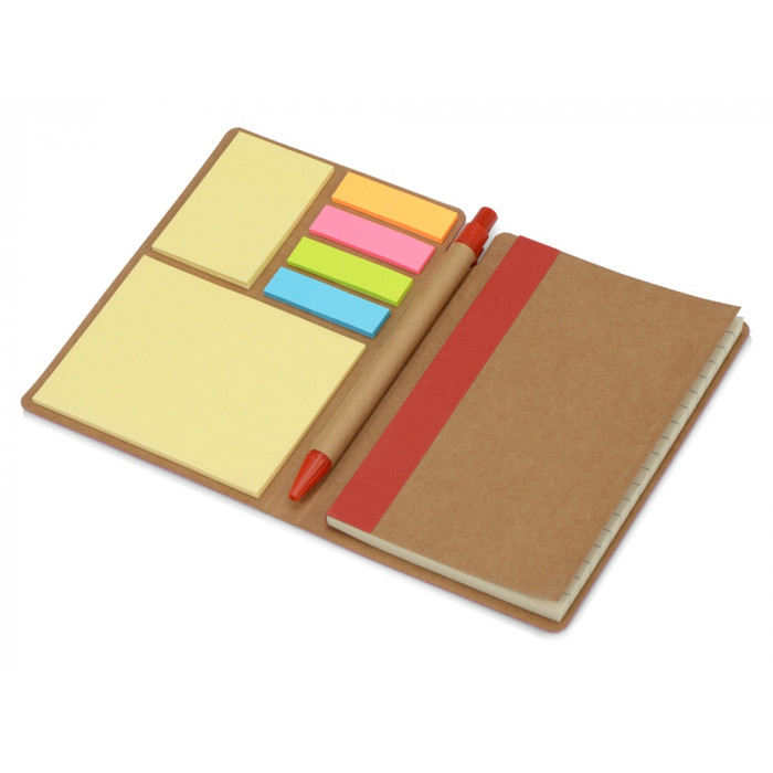 Блокнот А6 Write and stick с ручкой и набором стикеров, красный