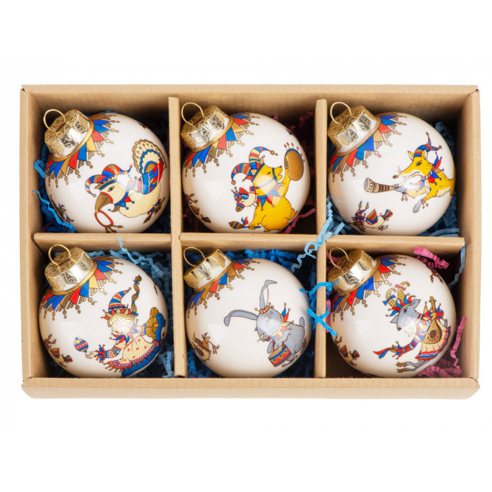 Набор новогодних шаров, 6 шт.