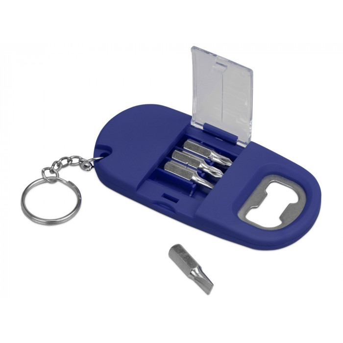 Брелок-открывалка с отвертками и фонариком Uni, софт-тач, синий