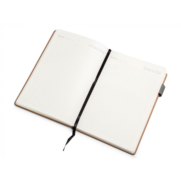 Бизнес блокнот А5 Freya с клапаном и карманом для визиток, твердая обложка, 128 листов, черный и свет