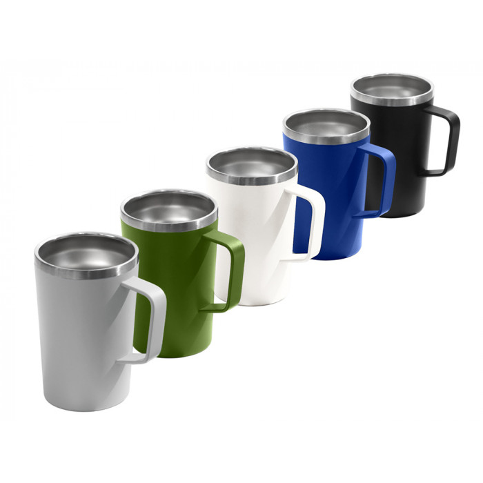 Стальная кружка с двойными стенками и порошковым покрытием Tibet, серый