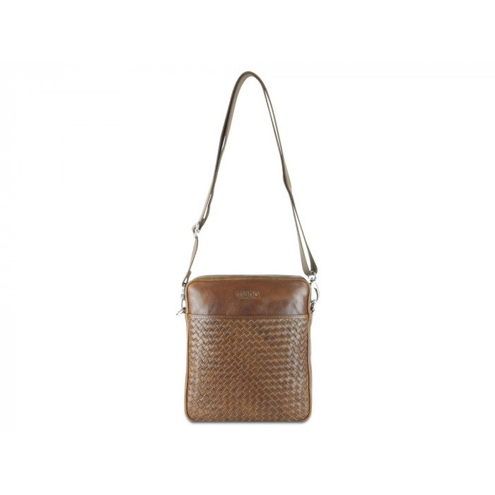 Сумка через плечо Mano Don Luca, натуральная кожа в коньячном цвете, 23 х 26,5 х 4,5 см
