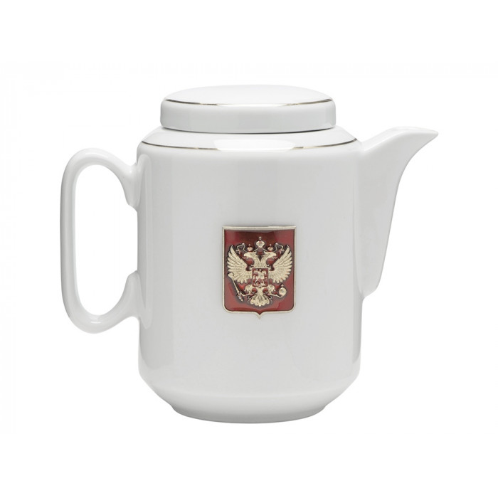 Чайный набор с подстаканником и фарфоровым чайником ЭГОИСТ-Л, золотистый/белый