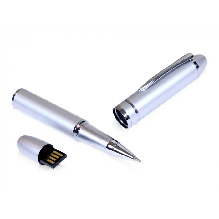 USB-флешка на 16 Гб в виде ручки с мини чипом, серебро