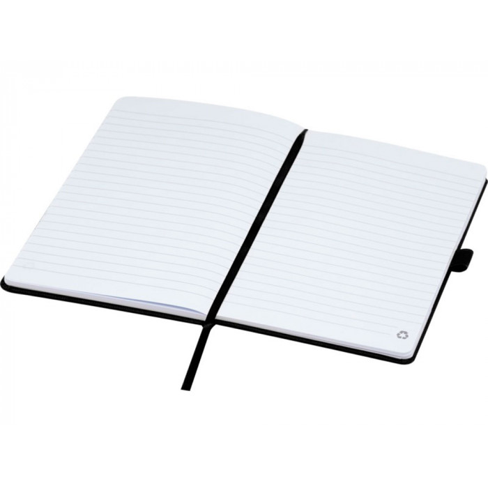 Блокнот Honua форматом A5 из переработанной бумаги с обложкой из переработанного ПЭТ, черный