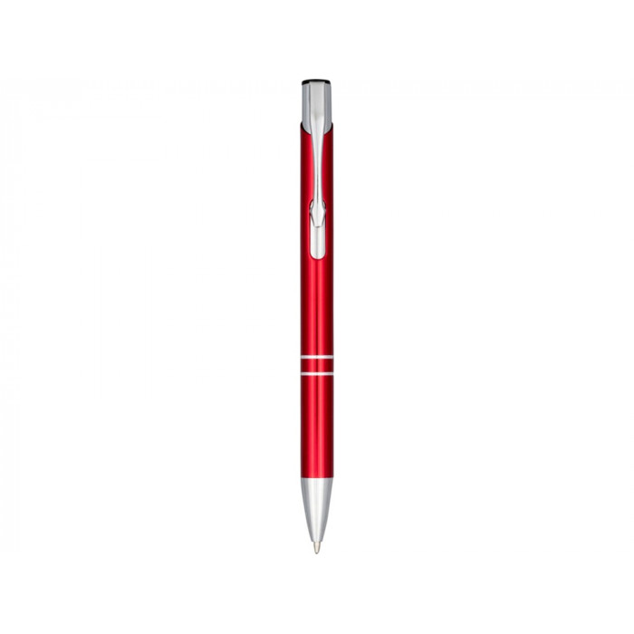 Кнопочная шариковая ручка Moneta из анодированного алюминия, черные чернила, красный