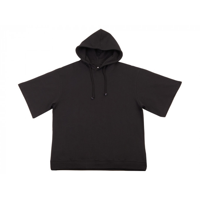 Худи оверсайз с коротким рукавом Warsaw унисекс, черный