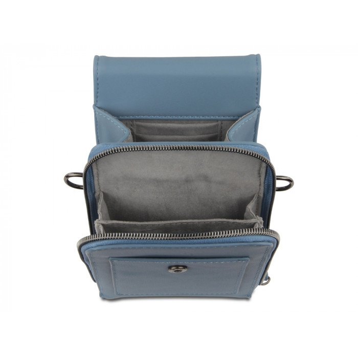 Сумка наплечная BUGATTI Almata, голубая, полиуретан, 11х4х19 см