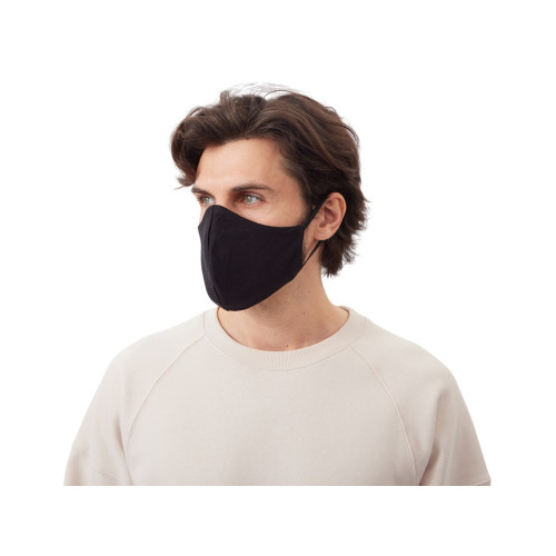 Маска для лица многоразовая с фиксаторами, черная