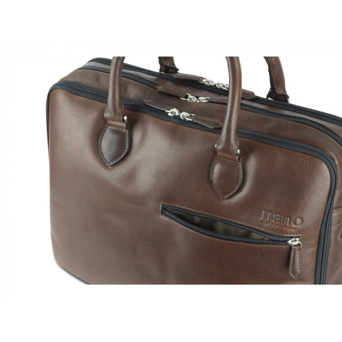 Сумка Mano Don Valentino, натуральная кожа в коричневом цвете, 41,5 х 31 х 10 см