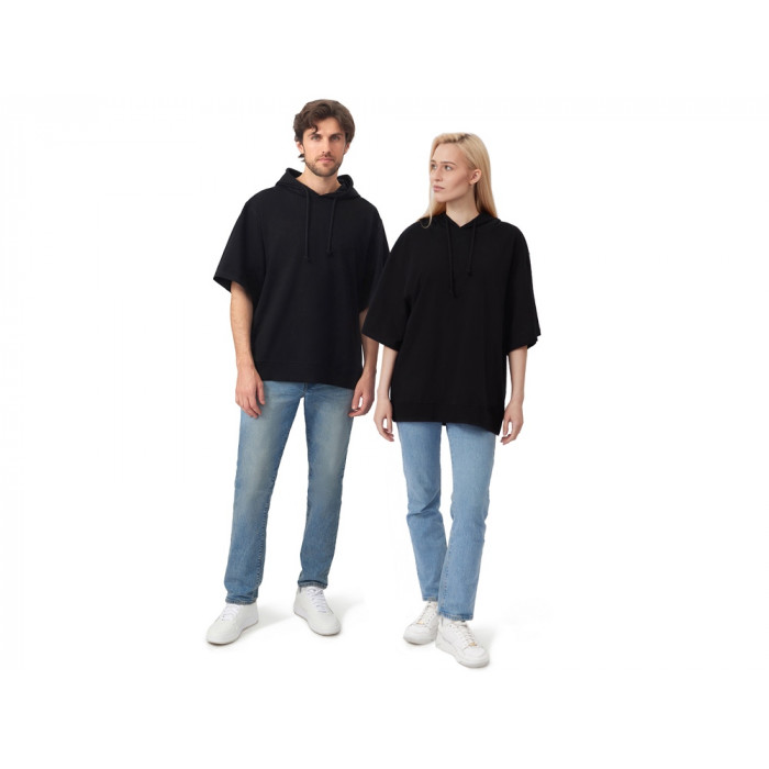 Худи оверсайз с коротким рукавом Warsaw унисекс, черный