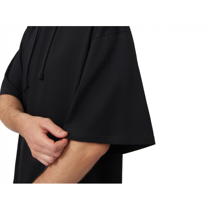 Худи оверсайз с коротким рукавом Warsaw унисекс, черный