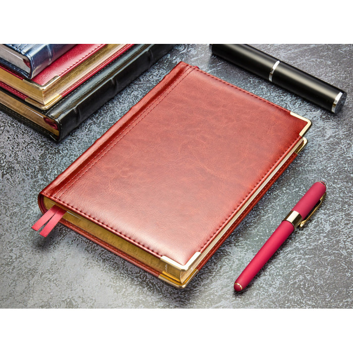 Ежедневник А5 полудатированный Boss, коричневый