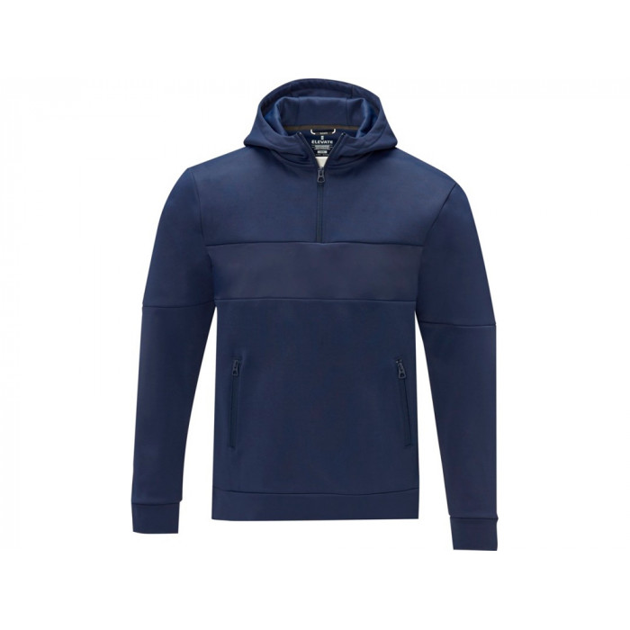 Мужской свитер анорак Sayan на молнии на половину длины с капюшоном, темно-синий