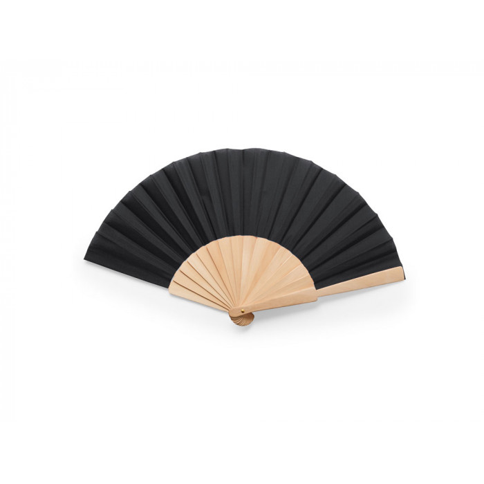 Веер CALESA с деревянными вставками и тканью из полиэстера, черный