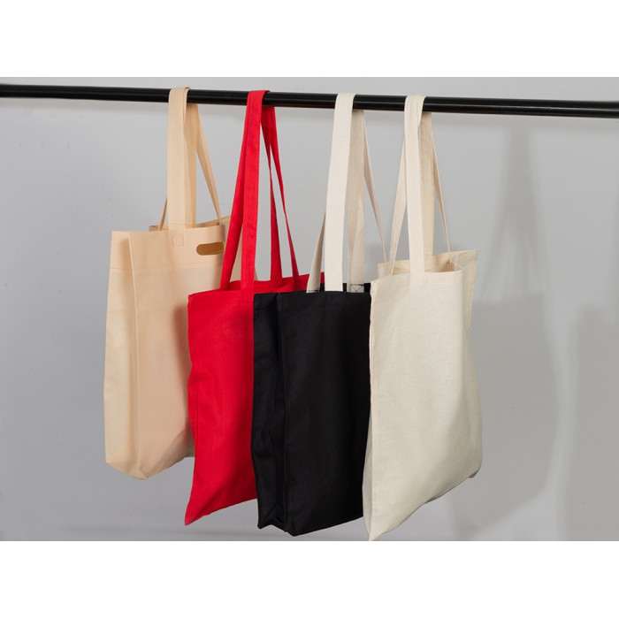 Сумка Donny из хлопка с донной складкой и парусиновыми ручками, черный