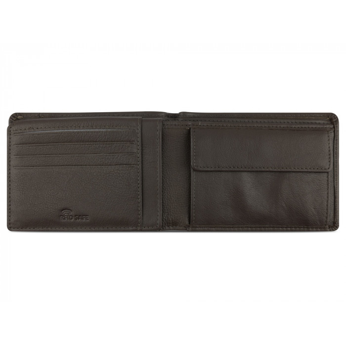 Портмоне BUGATTI Banda, с защитой данных RFID, коричневое, кожа/полиэстер, 12,5х2х9 см