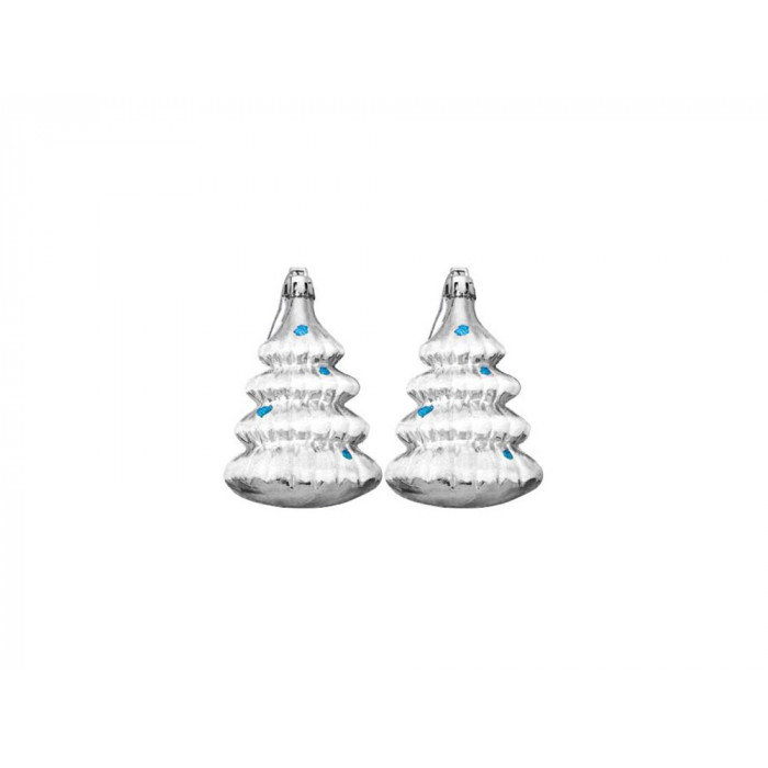 Новогоднее подвесное украшение Ёлочки в серебре из полистирола, набор из 2 шт / 8,6x5,8x3,2см