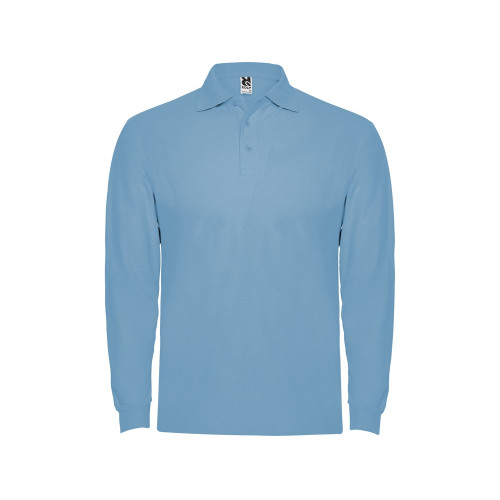 Рубашка поло Estrella мужская с длинным рукавом, небесно-голубой