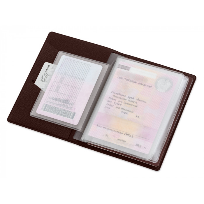 Классическая обложка для автодокументов Favor, коричневая