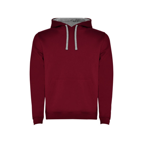 Толстовка с капюшоном Urban мужская, гранатовый/серый меланж
