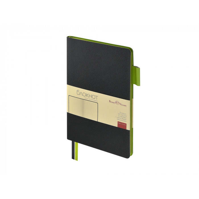 Блокнот А5 Boston, черный с салатовым срезом
