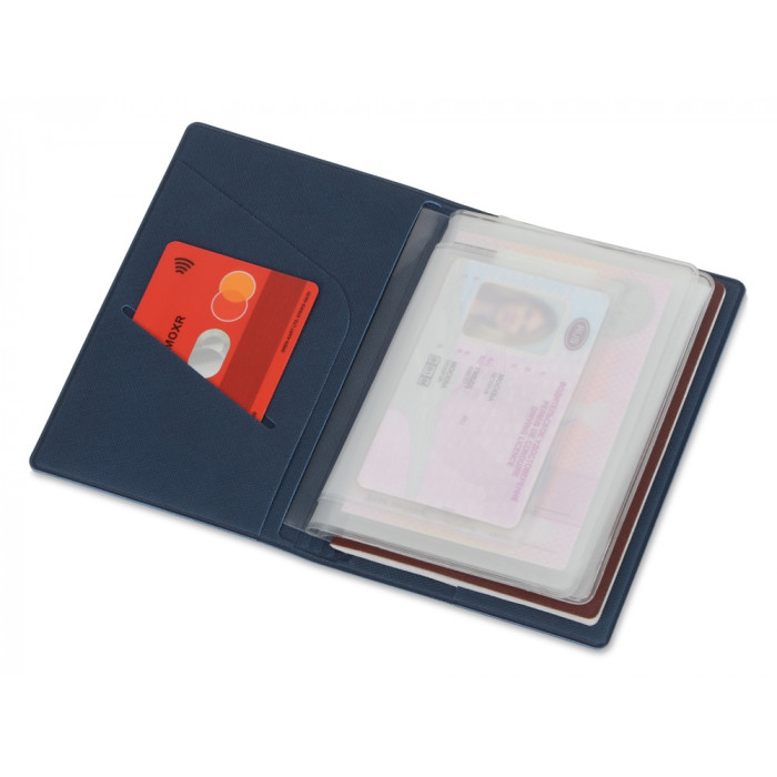 Классическая обложка для автодокументов Favor, темно-синяя