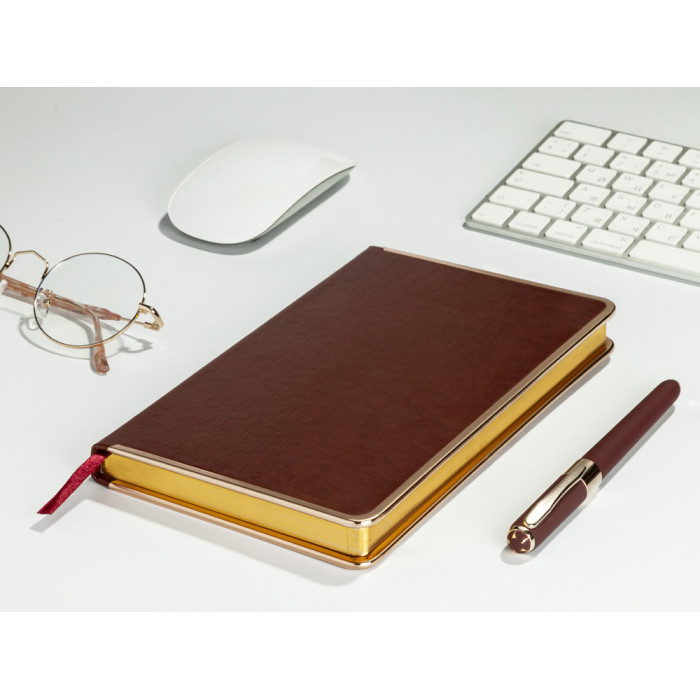 Ежедневник А5 недатированный Chelsea, коричневый (золотистый кант и срез)