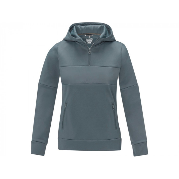 Женский свитер анорак Sayan на молнии на половину длины с капюшоном, steel grey