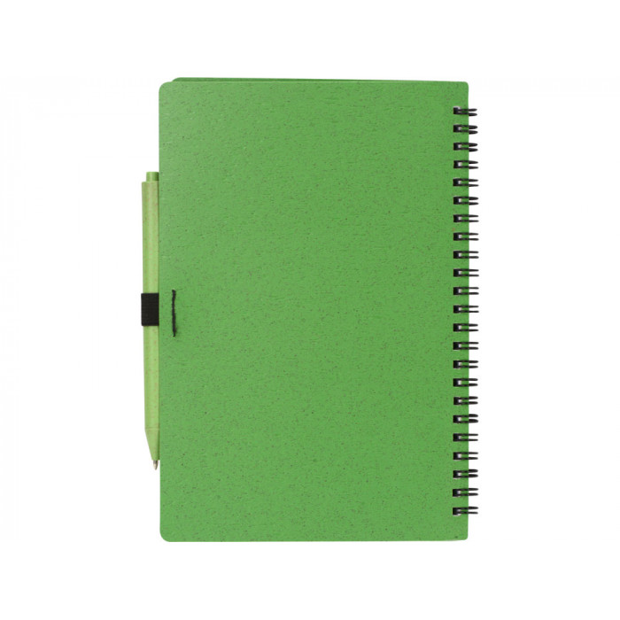 Блокнот А5 Toledo M, зеленый + ручка шариковая Pianta из пшеничной соломы, зеленый