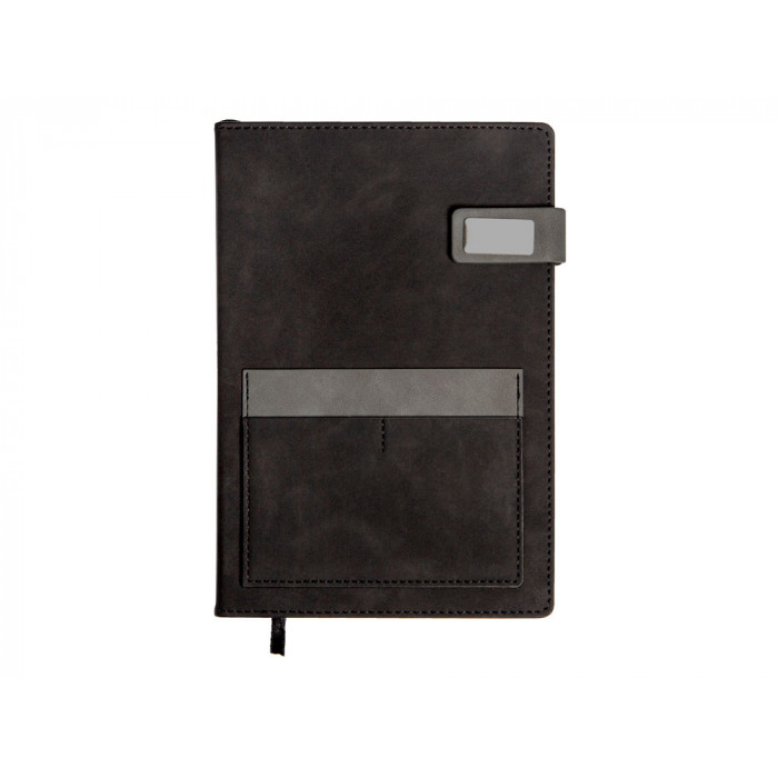 Бизнес блокнот А5 Freya с клапаном и карманом для визиток, твердая обложка, 128 листов, черный и свет