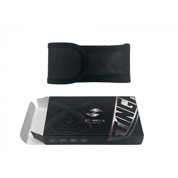 Мультитул Stinger, 100x45 мм, 11 функций, сталь, серебристый, в комплекте нейлоновый чехол