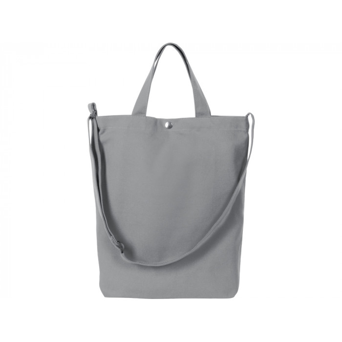 Сумка Helfer из хлопка на кнопке с регулирующейся лямкой, серый