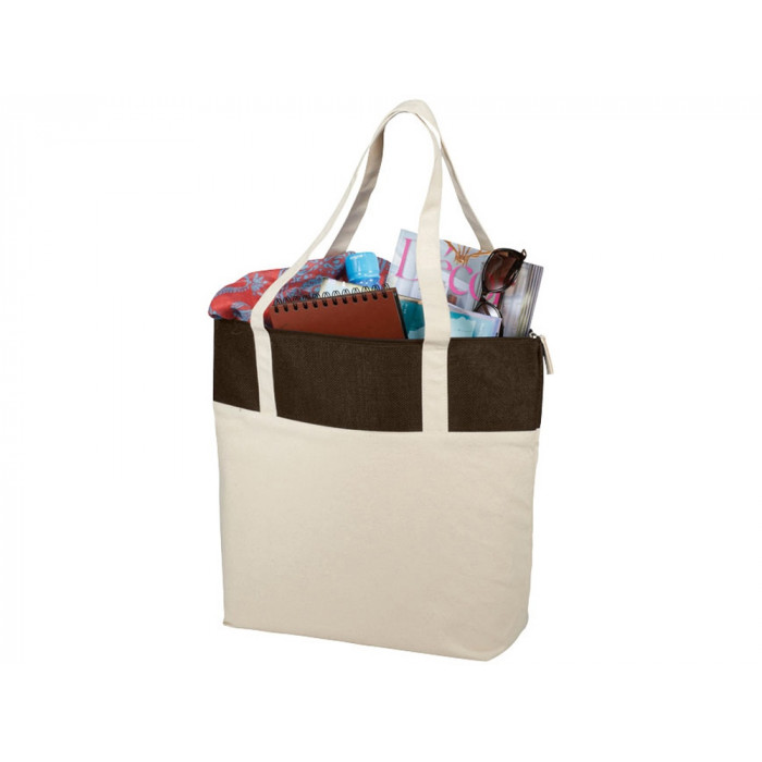 Сумка на молнии, натуральный/коричневый