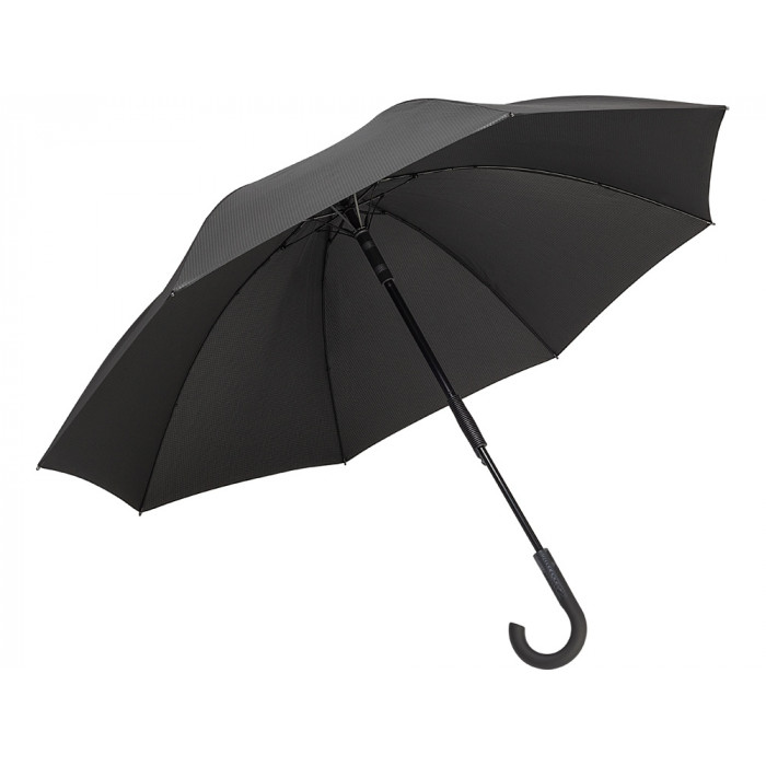 Зонт-трость 7915 Carbon с куполом из переработанного пластика, полуавтомат, черный