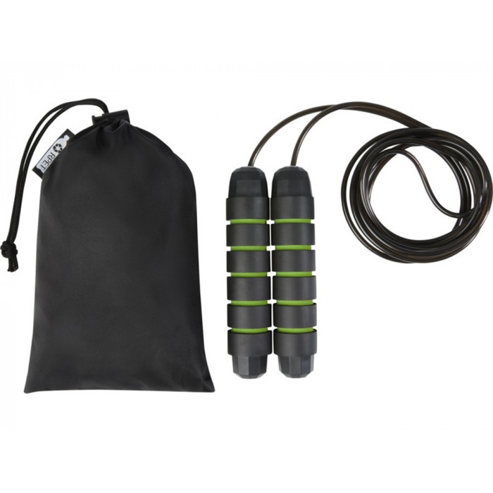 Austin, скакалка с мягкими ручками в чехле из переработанного PET-материала, зеленое яблоко