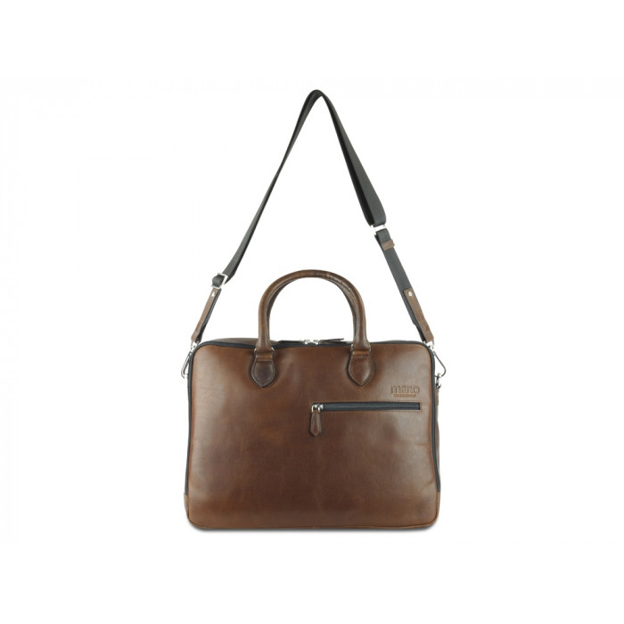 Сумка Mano Don Valentino, натуральная кожа в коричневом цвете, 41,5 х 31 х 10 см
