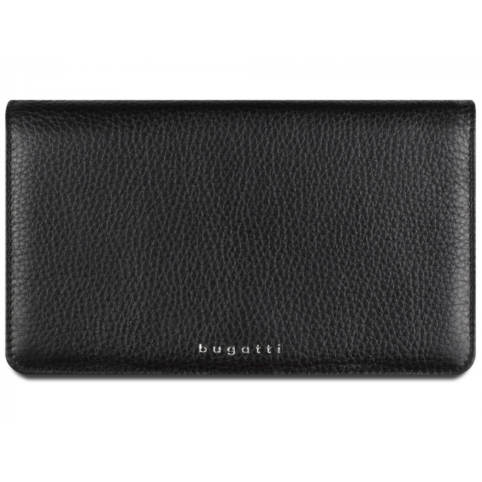 Кошелёк женский BUGATTI Lady Top, чёрный, натуральная воловья кожа, 19,5х2х11,2 см