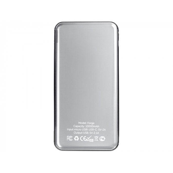Внешний аккумулятор Forge v.2, металл, 10000mah, серебристый