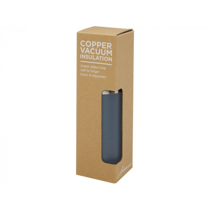 Hulan Бутылка объемом 540 мл с вакуумной изоляцией из меди и бамбуковой крышкой, синий