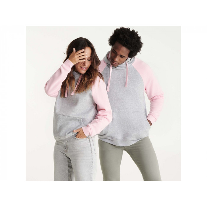 Толстовка с капюшоном Badet мужской, серый меланж/светло-розовый