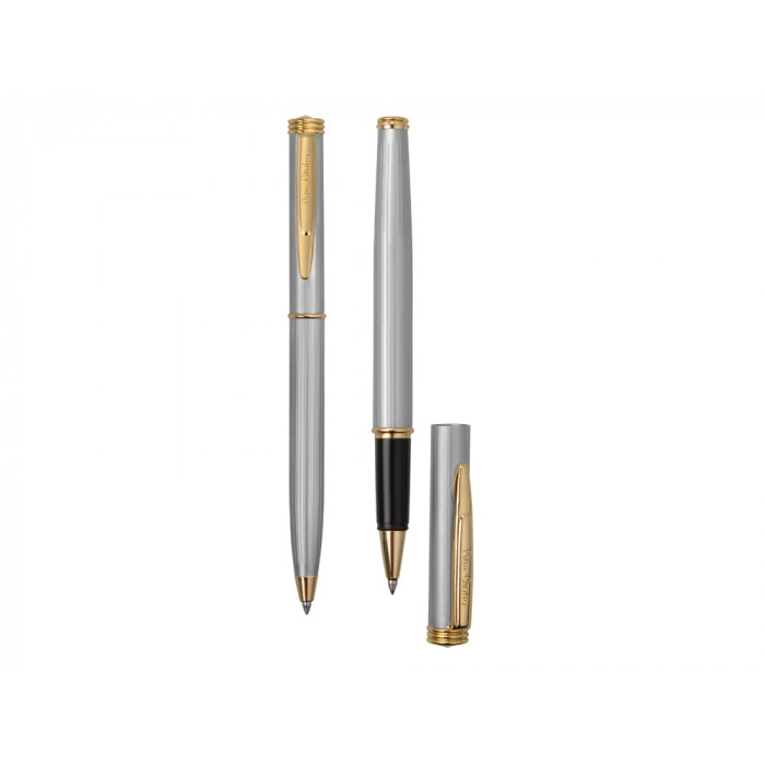Набор Pierre Cardin PEN&PEN: ручка шариковая + роллер. Цвет - серебристо-бежевый. Упаковка Е.