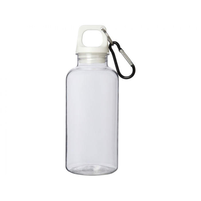 Бутылка для воды с карабином Oregon из переработанной пластмассы, 400 мл - Белый